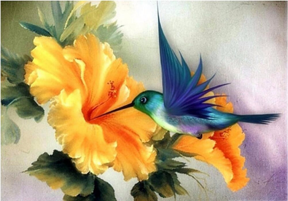 Noche Hummingbirds in Flowers Diamond Painting, 5D Full Diamond Painting  Kits,Animals Birds Adult Fun DIY Craft Digital Painting, Suitable for Wall