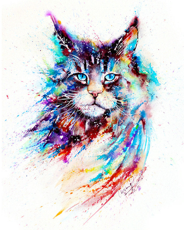 Watercolor Cat Diamond Painting Kit - DIY