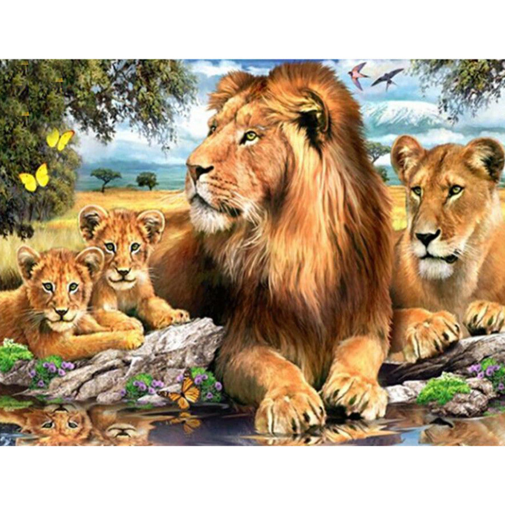 Lion Family Diamond Painting Kit - DIY