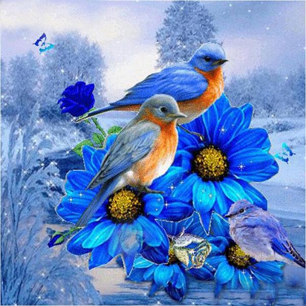 Bird on a Blue Flower Diamond Painting Kit - DIY – Diamond