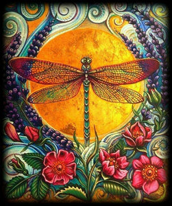 Dragonfly Colors Orange Diamond Painting Kit - DIY