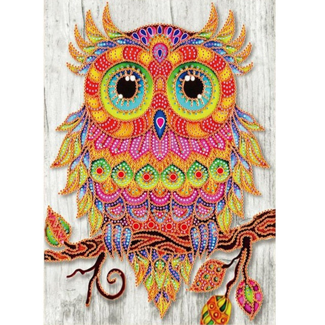 Special Shaped  Owl Flower Diamond Painting Kit - DIY